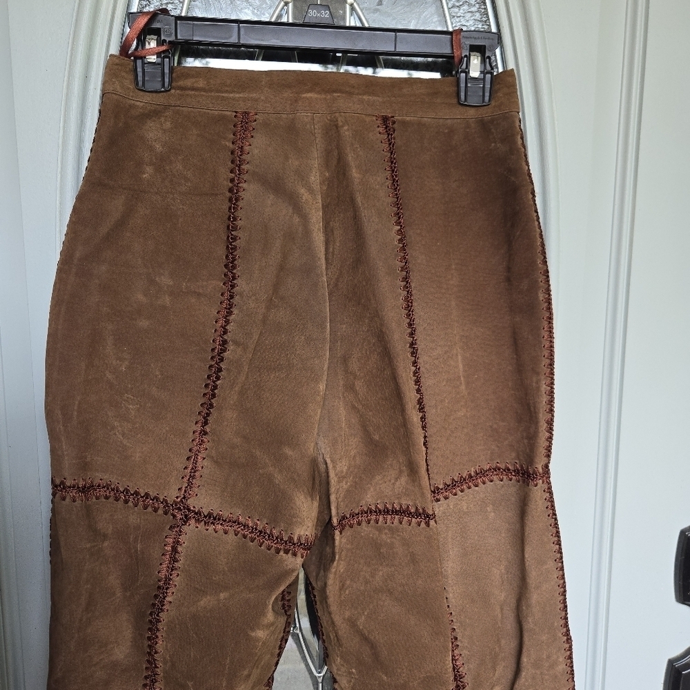 Vintage SMH Crochet Leather 2 Piece Jacket & Trouser Set - Picture 9 of 14